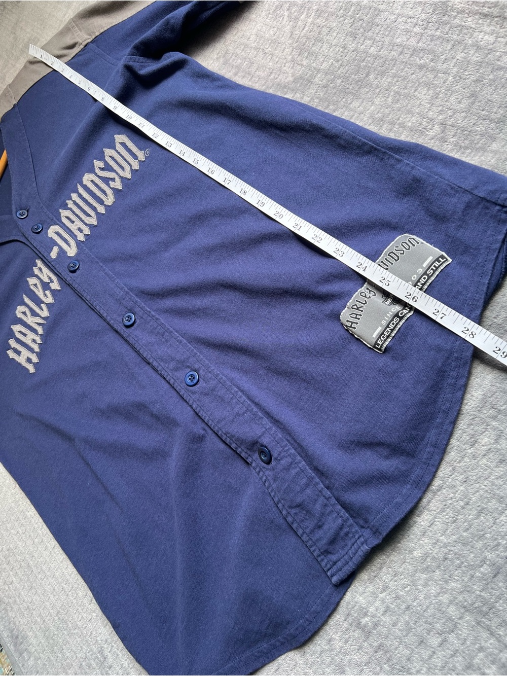 VTG 2000 Harley Davidson Baseball Jersey Sz Large Blue Gray Cotton Button Down - Picture 7 of 14
